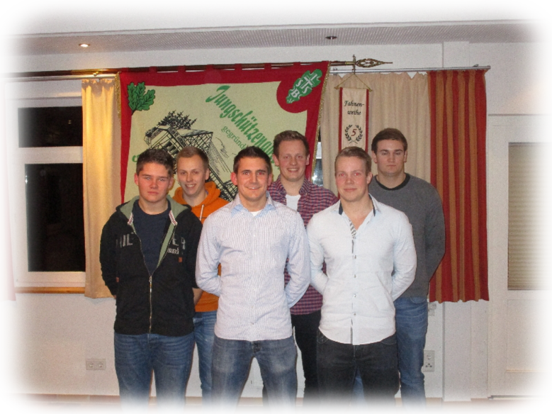 Jungschützenvorstand 2015  Laurin Liese, Niklas Odenthal, Chris Hömberg, Felix Odenthal, Marvin Hengsbach und Patrick Oestreich
